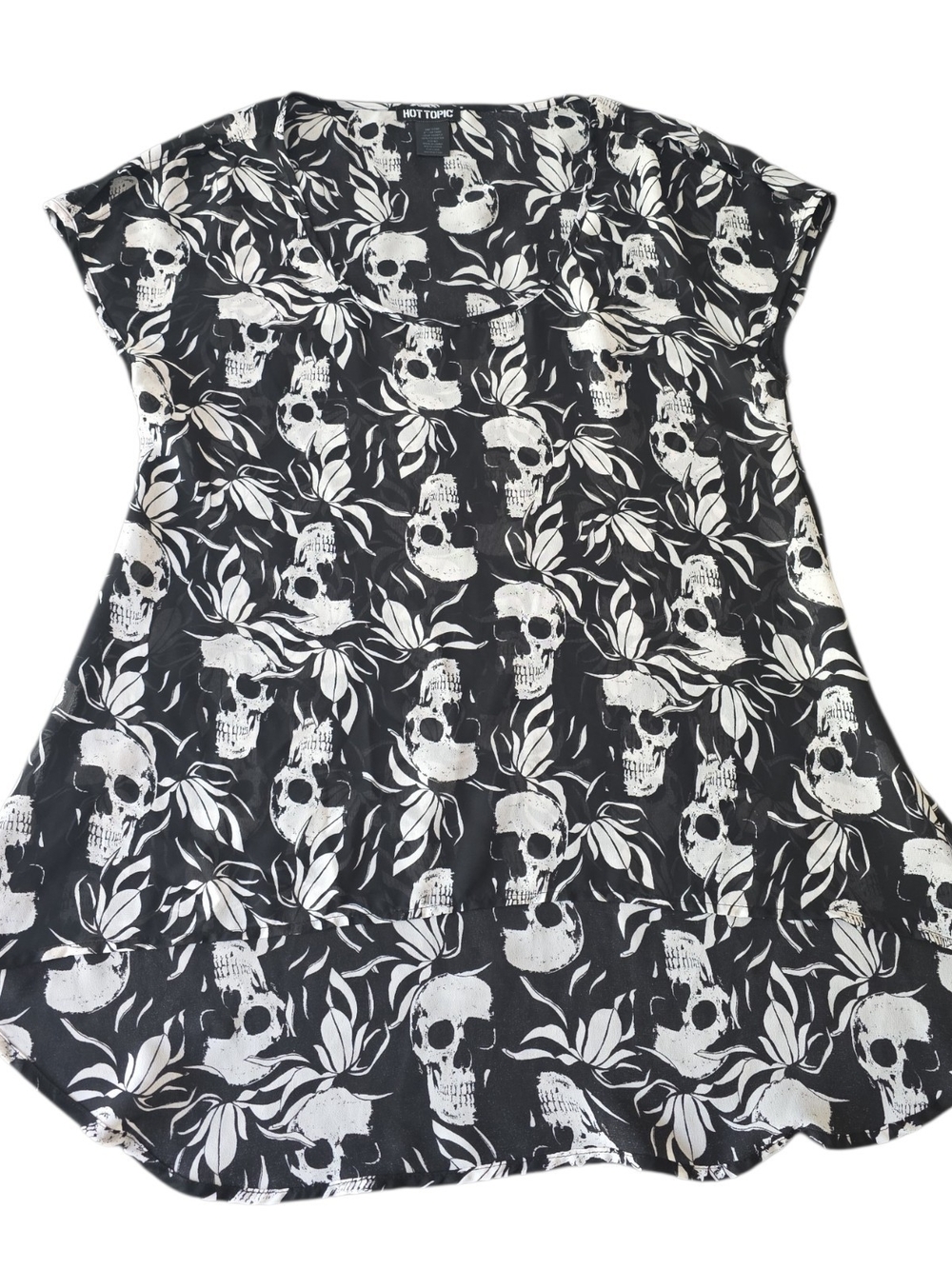Hot Topic Skull Print High-Low Top 🖤 Size Medium